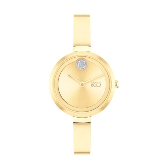 MOVADO BOLD 3601007 TREND GOLD DIAL GOLD STAINLESS STEEL BANGLE WOMENS WATCH